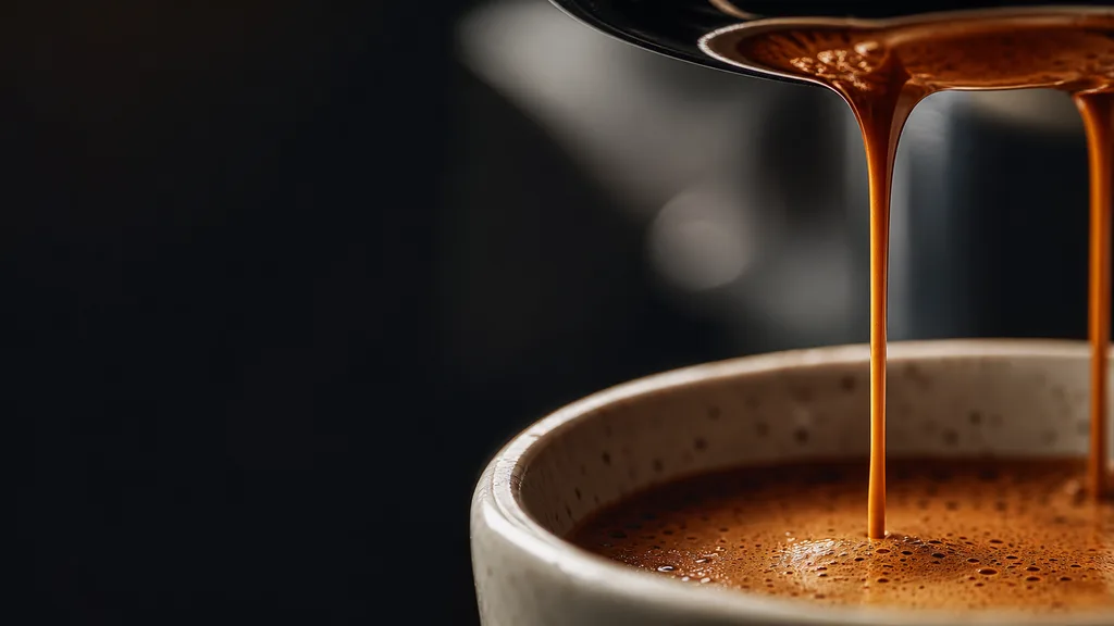 Extraccion de espresso cayendo lentamente